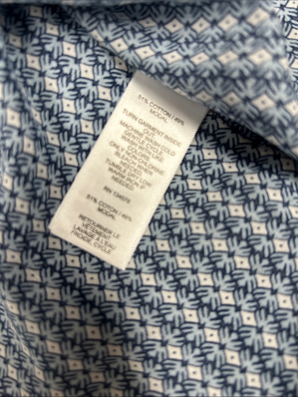 Vineyard Vines Blue Printed Ruffle-Sleeve Button Top - Picture 12 of 12